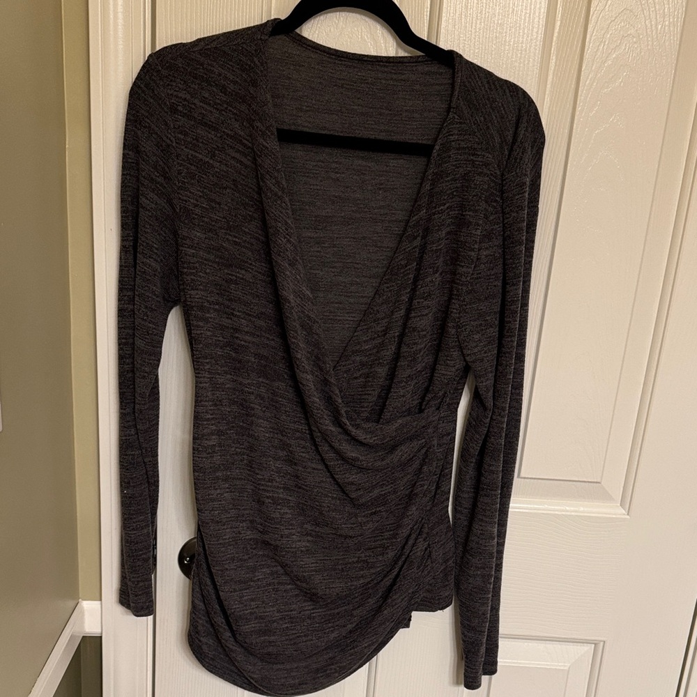 Elegant Black Drape Front Wrap Top